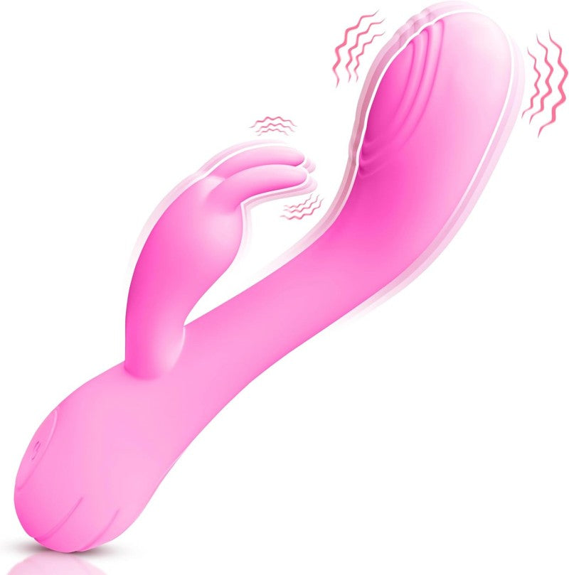 Dual-ended heated vibrating wand in soft pinkعصا اهتزازية حرارية مزدوجة الطرف باللون الوردي الناعم