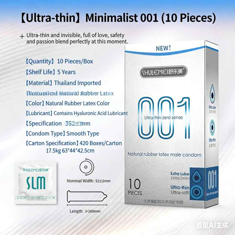 Box of 10 Hyaluronic Acid Condoms  علبة تحتوي على 10 واقيات ذكرية بحمض الهيالورونيك